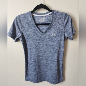 Under Armour Heathered Blue Heat Gear V-Neck Tee